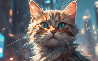 Blue eyes cat night blurry - anton fadeev free wallpaper