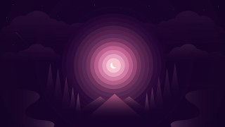 Purple night sky moon stars - vector curve free wallpaper