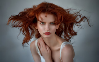 Red haired woman posing hands - the wind free wallpaper for desktop