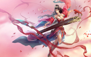 Woman sword costume fantasy league - a red ribbon free wallpaper
