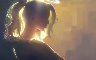 Angel woman ponytailed halo blonde - a halo free wallpaper