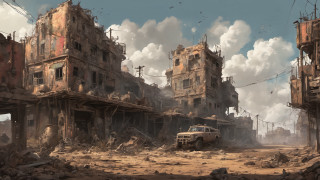 Destroyed city truck background postapocalyptic - apocalyptic free wallpaper