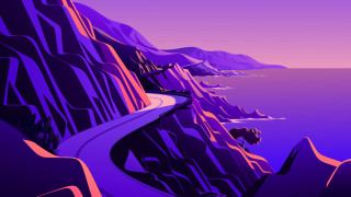 Mountain road ocean cliff tree - amir zand free wallpaper