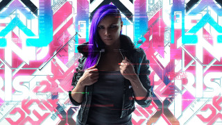 Purple hair cyberpunk yoru cover - line free wallpaper