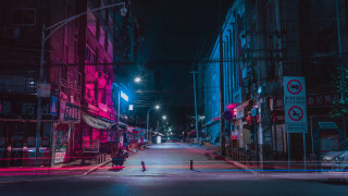 City street night neon cyberpunk 3 - elsa bleda free wallpaper