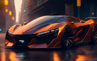 Futuristic car city night autumn - a city street free wallpaper