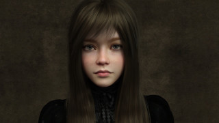 Gothic portrait woman longhair blackdress - shaded free wallpaper