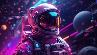 Futuristic space suit helmet neon - this image free wallpaper