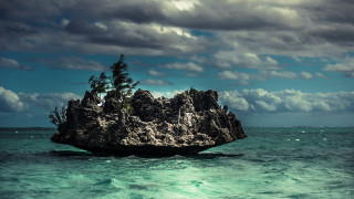 Rock formation ocean tree mountain - adobe lightroom free wallpaper