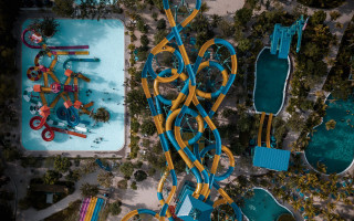 Waterpark slide pool aerial nature - aerial free wallpaper
