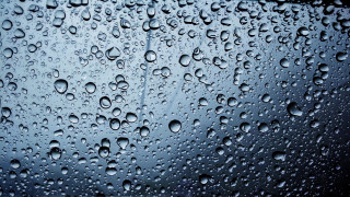 Rain covered window water bubble - blue free wallpaper