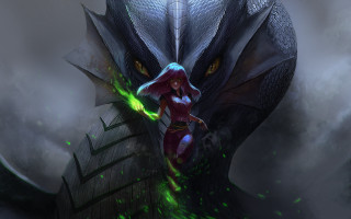 Woman greenlight dragon glow tail - tail free wallpaper