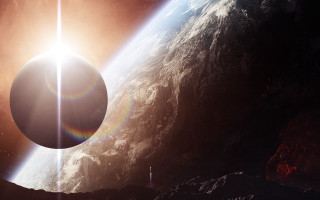 Space station planet sunset matte - a space station free wallpaper