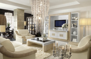 Living room chandelier television corner - dull free wallpaper