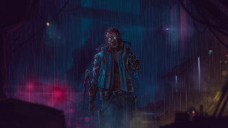 Blue jacket red shirt knife - biopunk free wallpaper