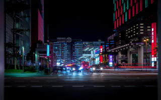 City street night neon futurism - futurism free wallpaper