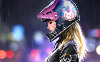 Blonde woman rainy cyberpunk graffiti - a bunny free wallpaper