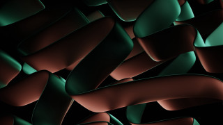Green red objects dark room - c4d free wallpaper