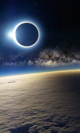 Solar eclipse earth horizon view 5 - free airplane wallpaper
