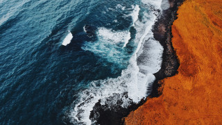 Ocean cliff beach waves saturated - wave free wallpaper