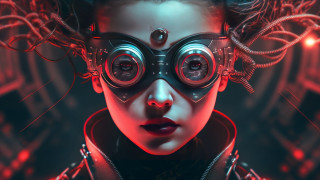 Futuristic woman metal goggles cyberpunk - a futuristic look free wallpaper