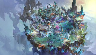 Sky water floating island tower - a tower free wallpaper