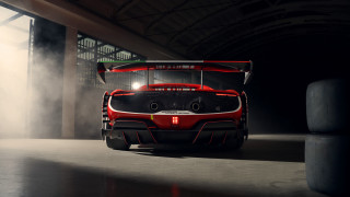 Red sports car dark garage 3 - fog free wallpaper
