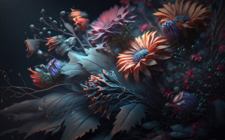 Flower shadows spider lily night - digital painting free wallpaper