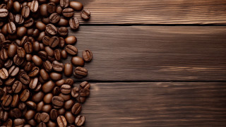 Coffee beans wooden table minimalism - fine texture free wallpaper