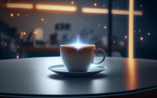 Coffee saucer table cross holography - volumetric lighting free wallpaper
