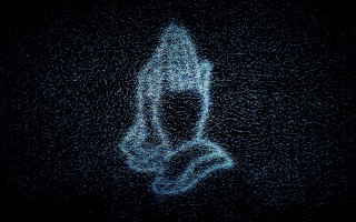 Blue black hologram face starry - small dot free wallpaper