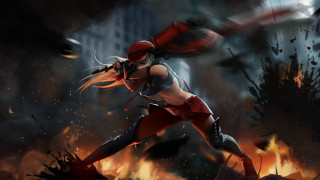 Firewoman battle embers sparks starry - area free wallpaper