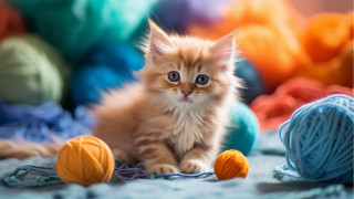 Kitten yarn blur orange cat - the floor of a room free wallpaper