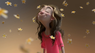 Girl flower butterfly blurry ambient - cgstudio free wallpaper