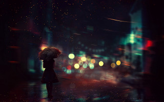 Rainy night umbrella cityscape cinematic - cinematic photography free wallpaper