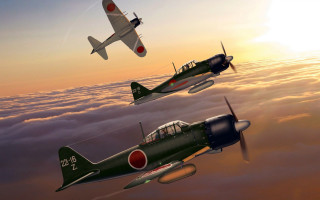 Skyplanes sunset clouds airbrush anime - sunset free wallpaper