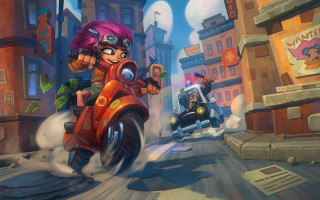 Cartoon character motorcycle city street - other character free wallpaper