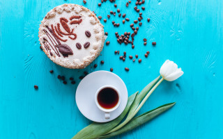 Coffee cake blue table flowers - clara peeters free wallpaper