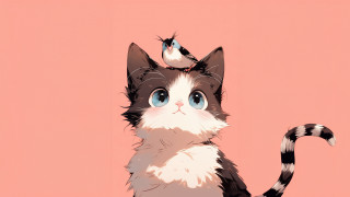 Black cat bird on head - its head free wallpaper