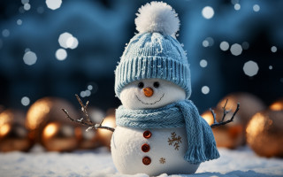 Snowman blue hat scarf christmas 2 - a snowman free wallpaper