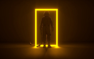 Man yellowdoor cat glowing sword - filip hodas free wallpaper