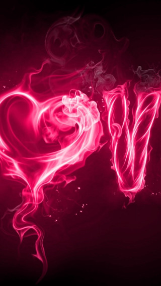 Pink heart smoke w word - a black background photo free wallpaper