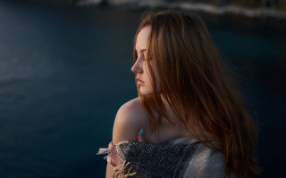 Woman long hair water boat - cinematic free wallpaper for desktop