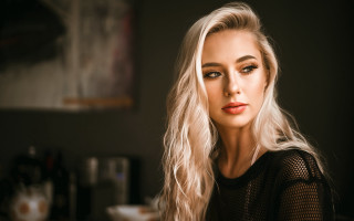 Blonde woman black top portrait 2 - a picture free wallpaper