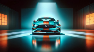 Blue mustang panfuturism glowing 3d - panfuturism free wallpaper for desktop