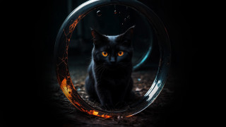 Black cat glass ball glowing - symmetrical eye free wallpaper
