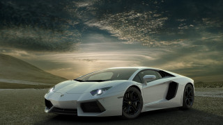 White sports car cloudy sky 19 - the background and a sunbeam free wallpaper