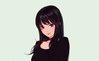 Woman black hair black shirt 3 - long black hair free wallpaper for desktop