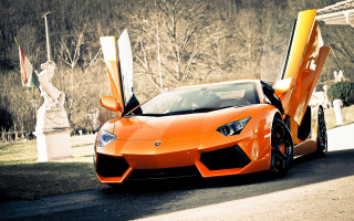 Orange sports car doors open 3 - nice free wallpaper
