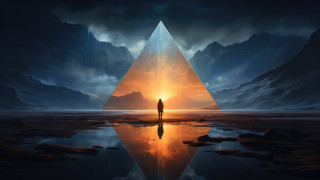 Mountain night triangle light abstract - a triangle free wallpaper
